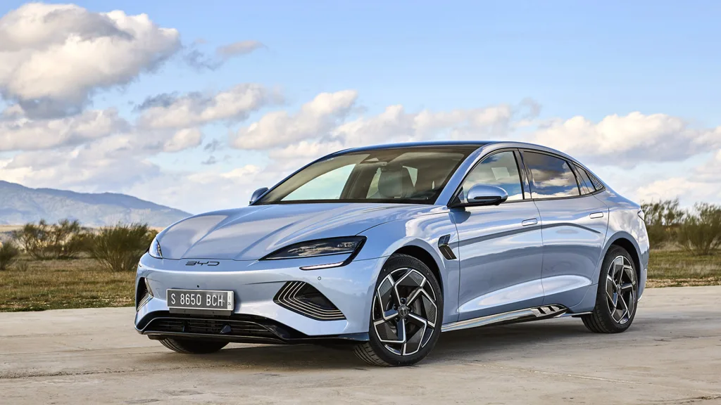 Seal Road light blue exterior front pc BYD vs Tesla: The Battle for EV Market Dominance