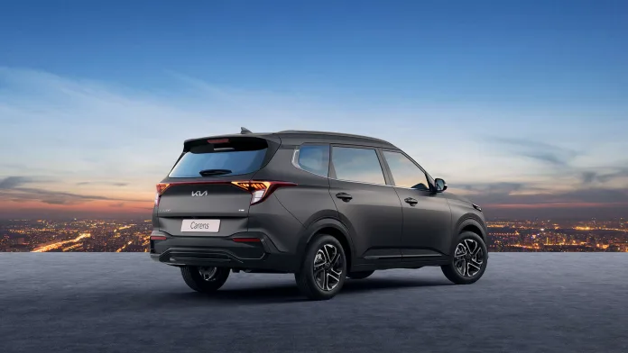 Kia Carens EV showcased, marking a new era for electric MPVs in India.