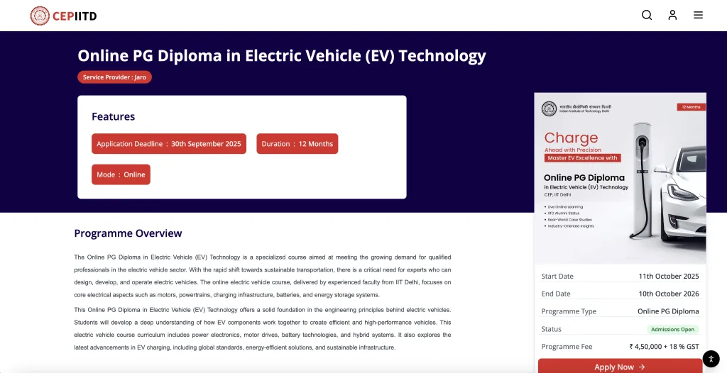 IIT Delhi Launches Online PG Diploma in Electric Vehicle Technology