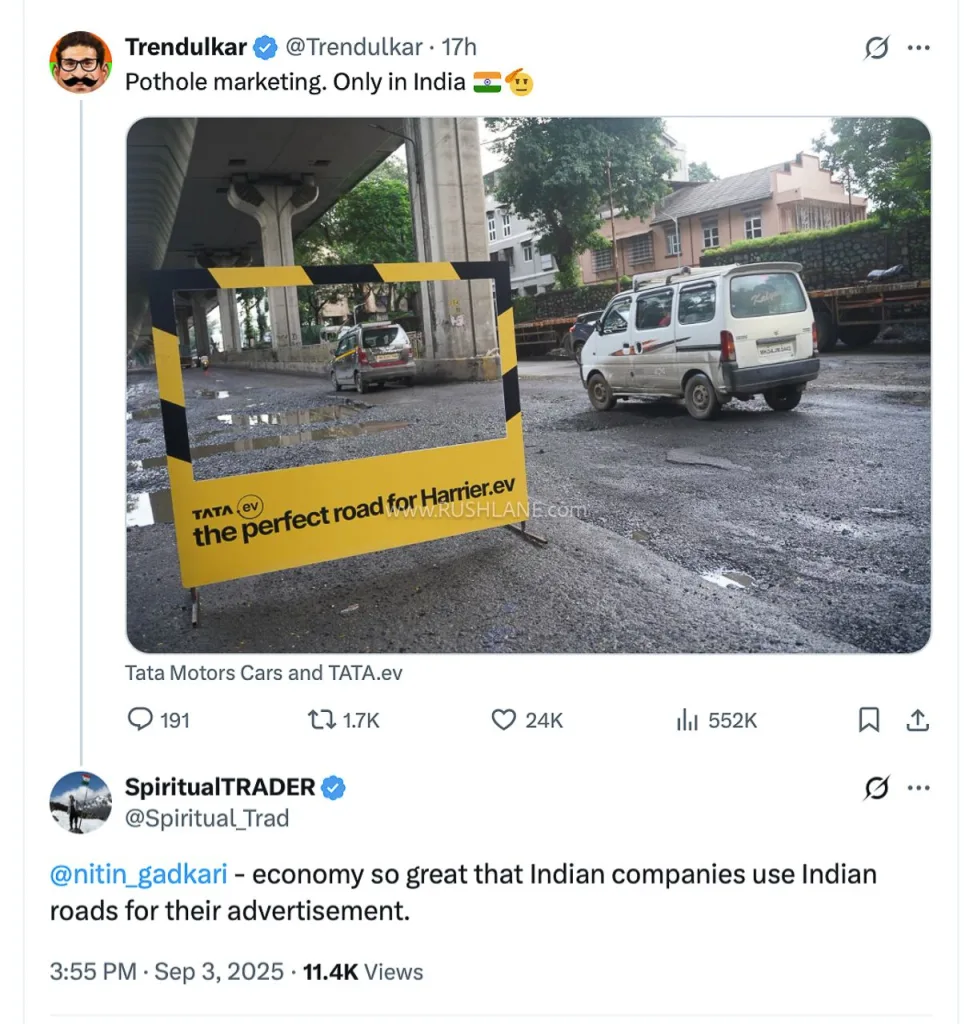 Tata Harrier EV Turns Mumbai Potholes Into Marketing Gold